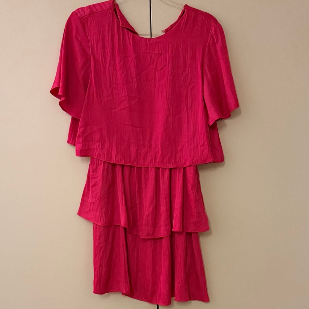 Zara Vibrant Pink Layered Dress size L
